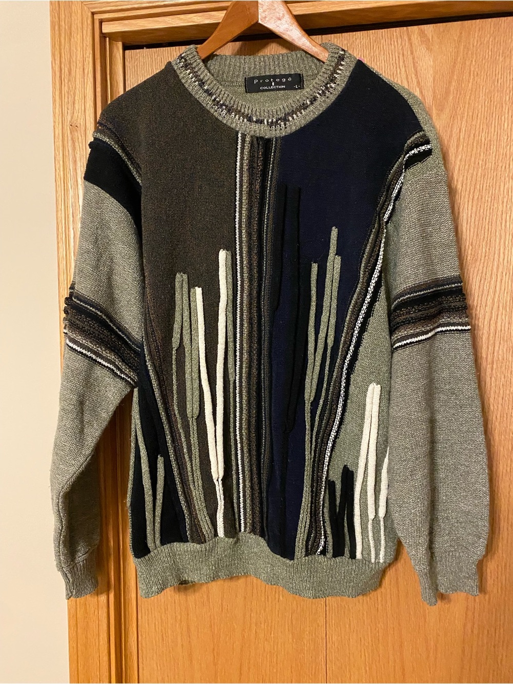 Protege Coogi Style Vintage Knit Sweater 3D Textured Men’s Size Large